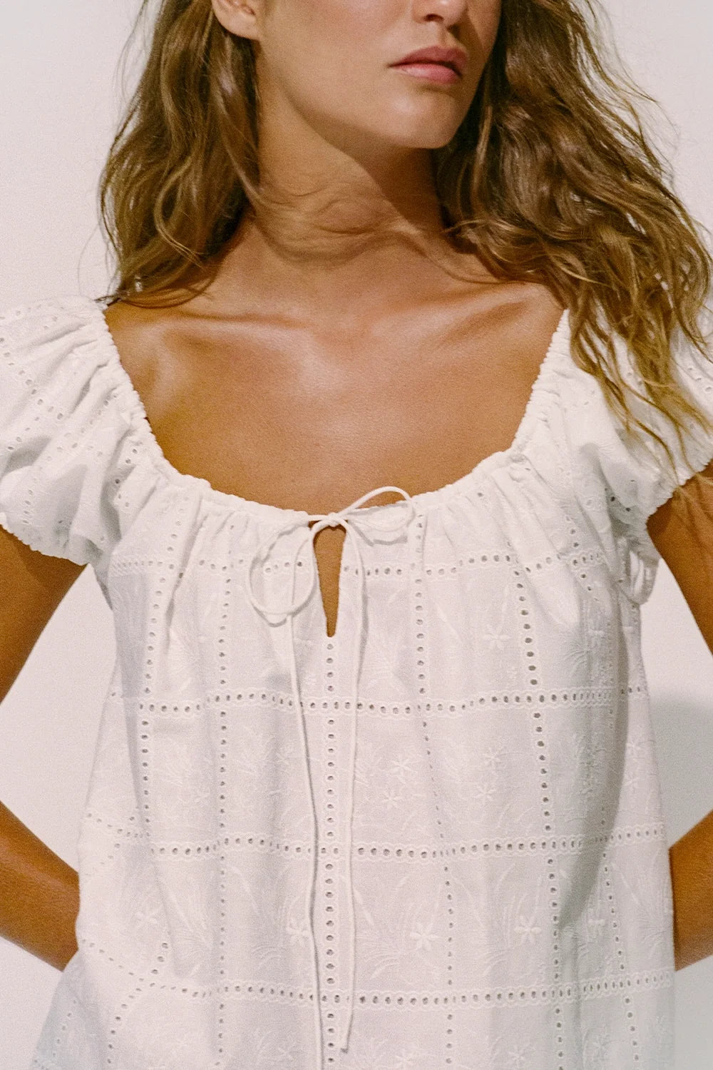 Serafina Mini Dress Handkerchief Broderie White