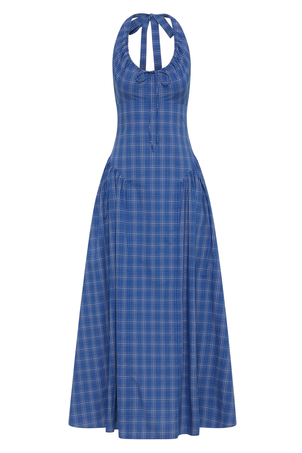 Del Ros Midi Dress Flor Check Cobalt