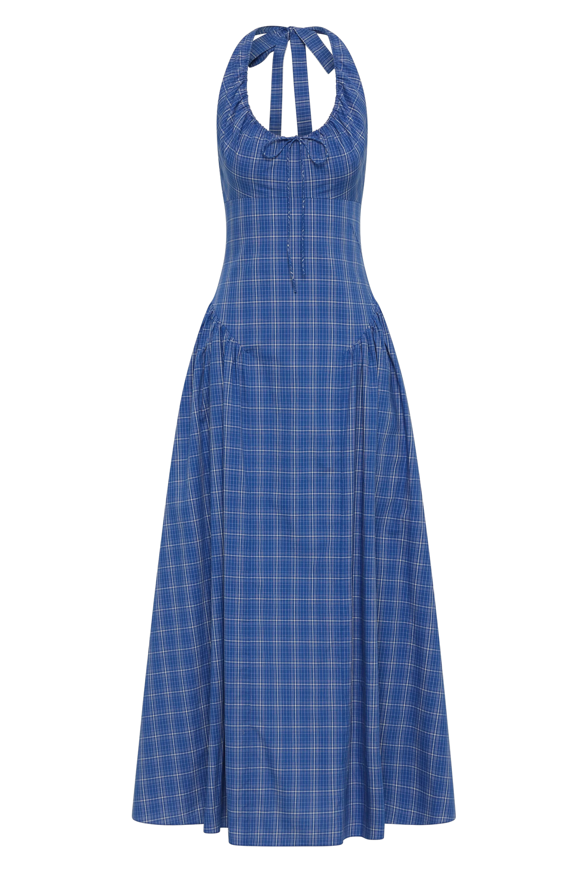 Del Ros Midi Dress Flor Check Cobalt