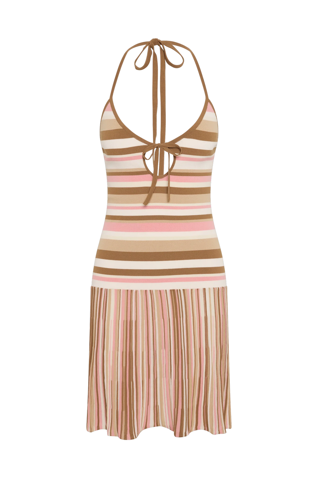 Elea Mini Dress Puce Sepia Stripe - Final Sale