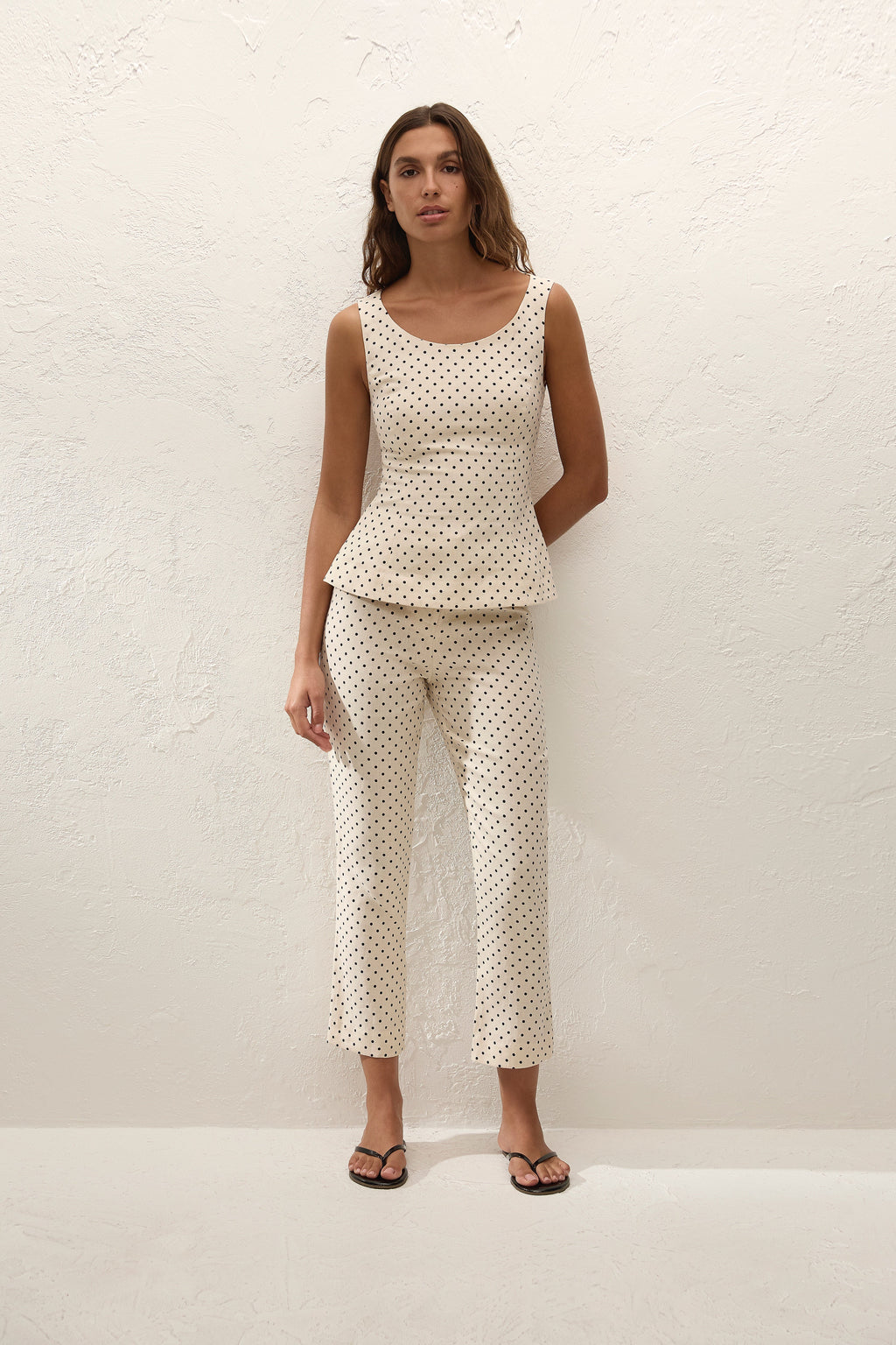 Iria Top Lola Polka Dot Cream Black