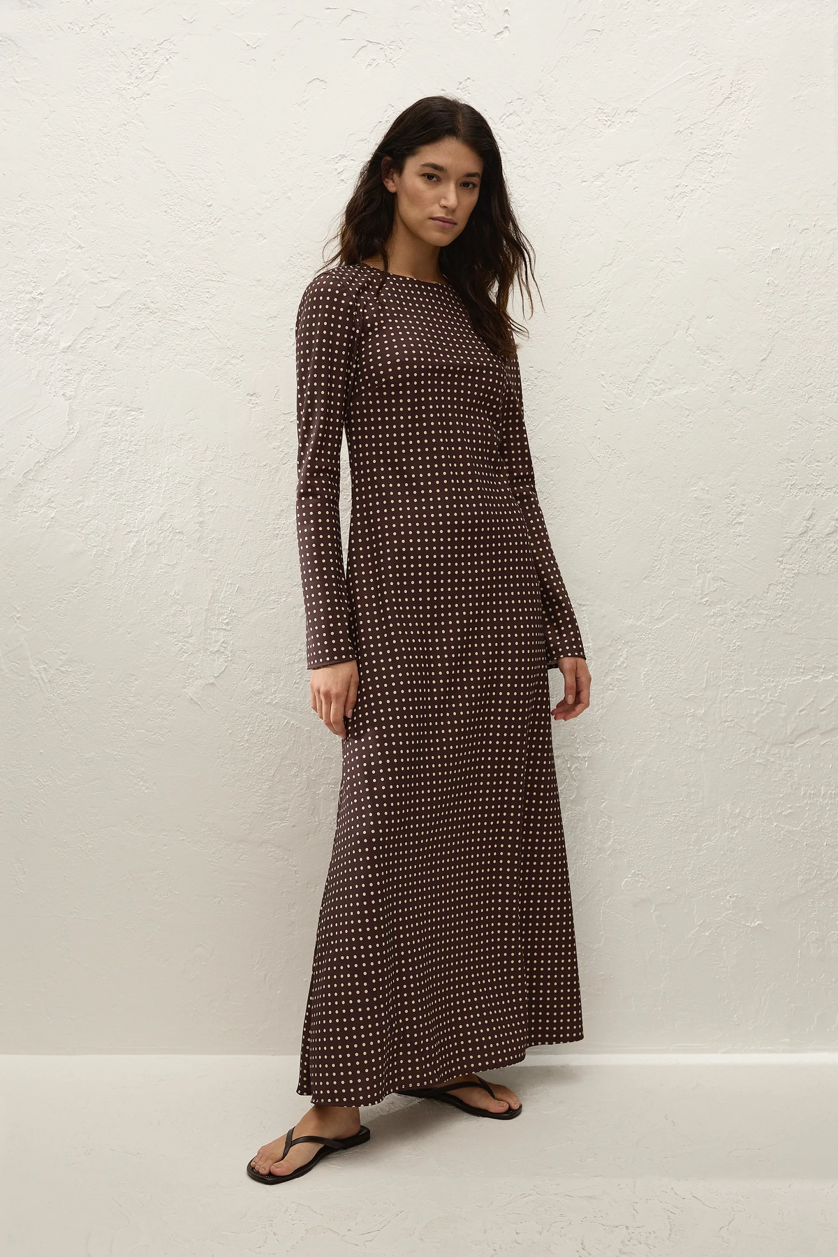 Mesa Maxi Dress Polkadot Chocolate Plum - Final Sale