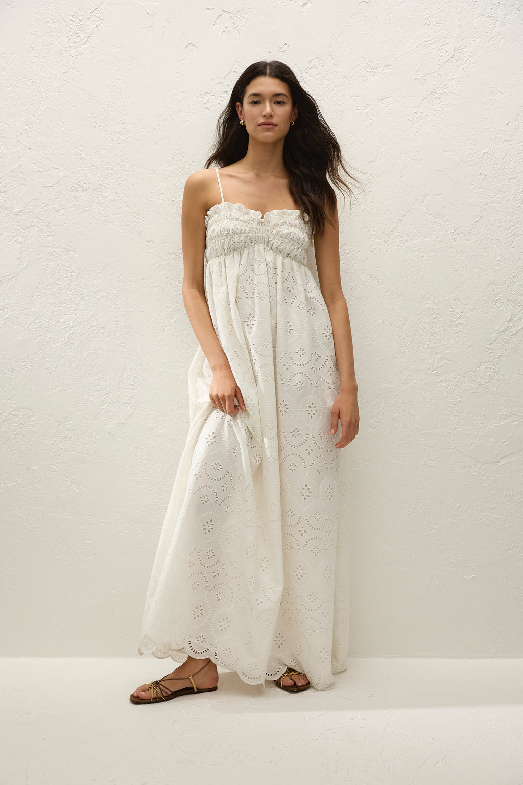 Etta Maxi Dress Bianca Broderie White