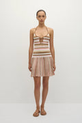 Elea Mini Dress Puce Sepia Stripe - Final Sale