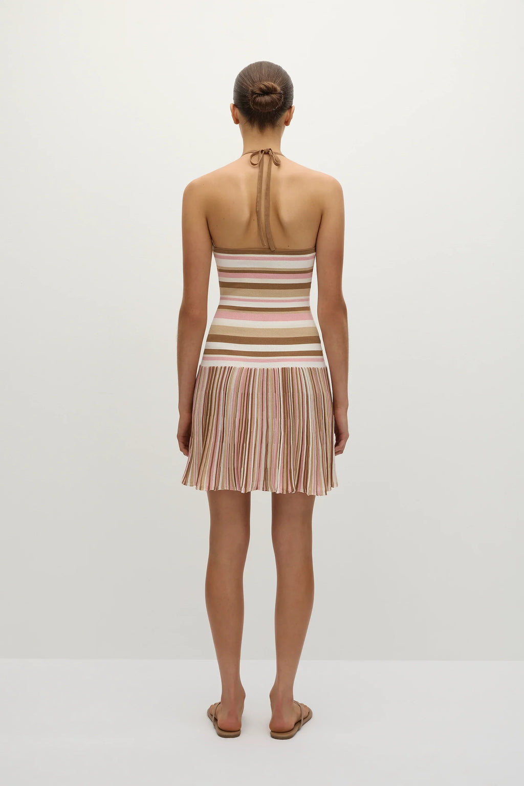 Elea Mini Dress Puce Sepia Stripe - Final Sale