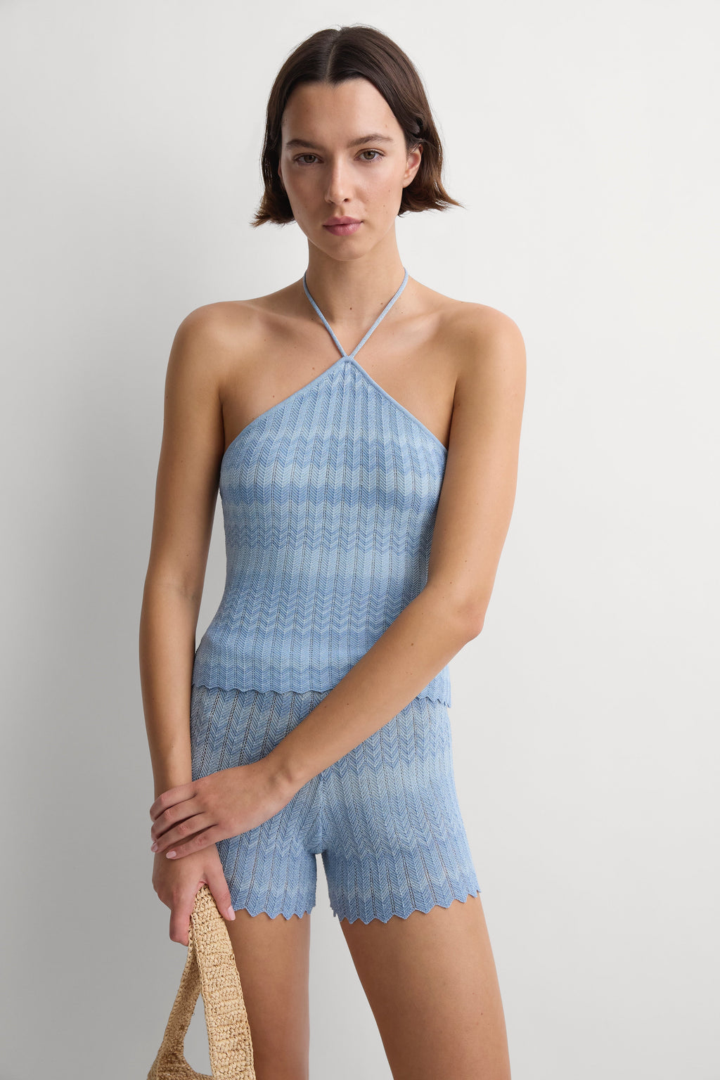 Ria Top Light Blue Chevron - Final Sale