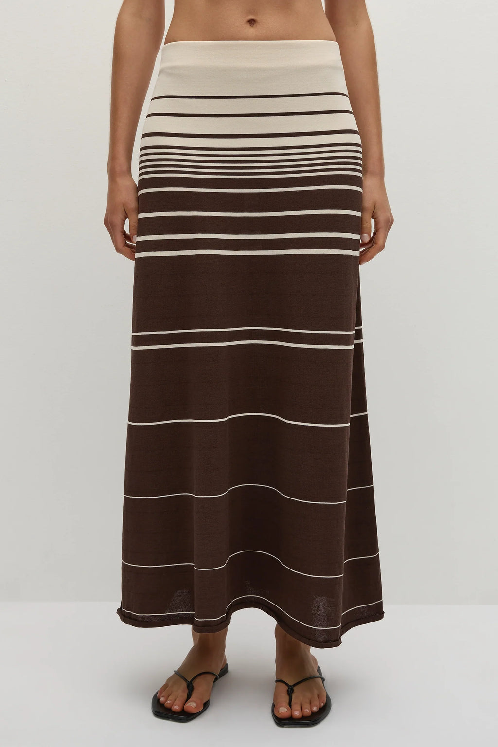 Casia Maxi Skirt Accordion Stripe Brown Beige - Final Sale