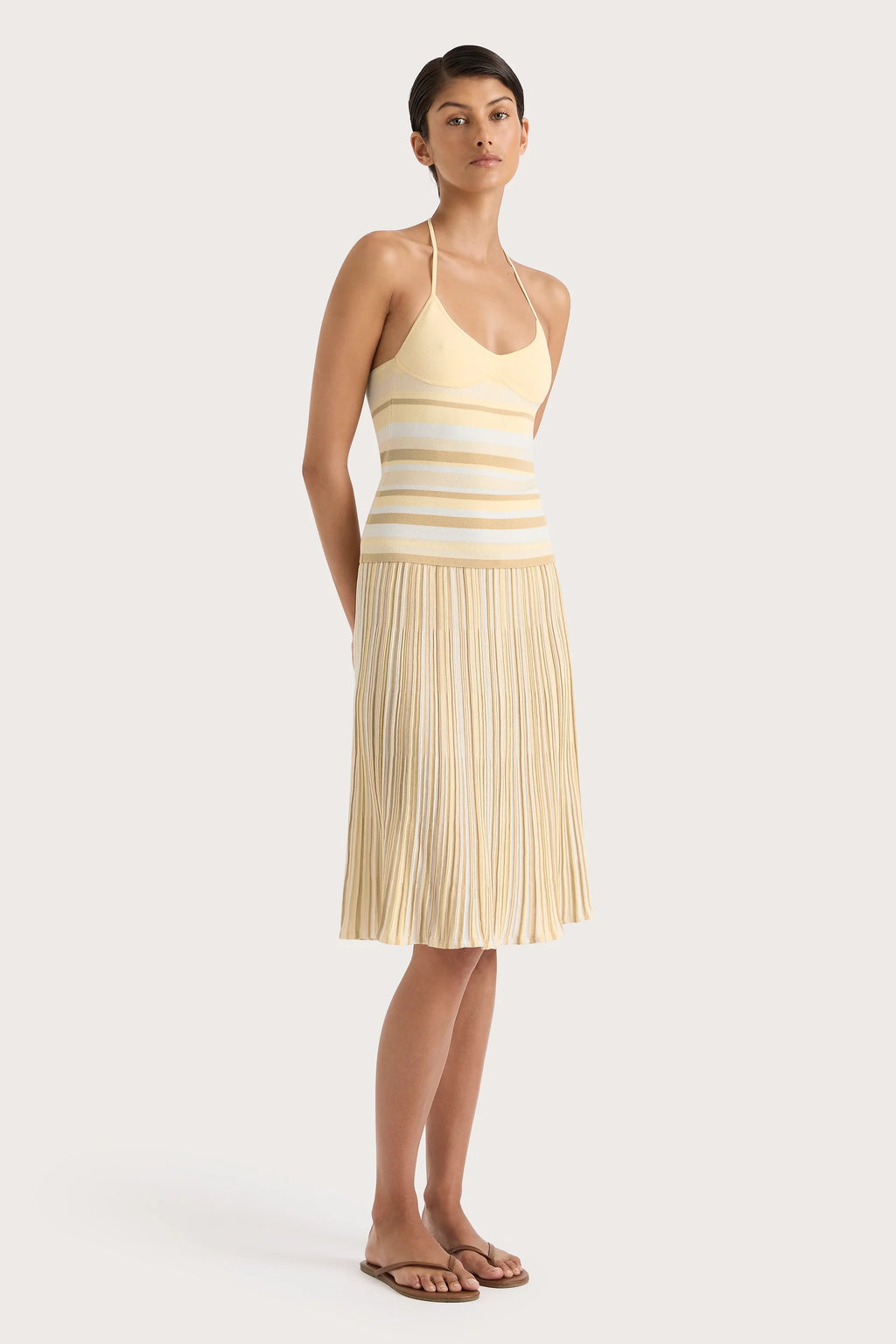 Citara Drawstring Skirt Butter Stripe - Final Sale