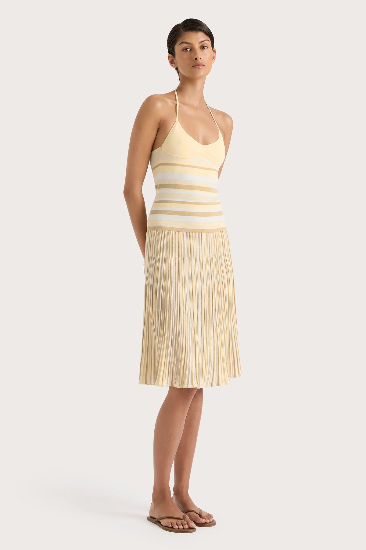 Citara Drawstring Skirt Butter Stripe - Final Sale