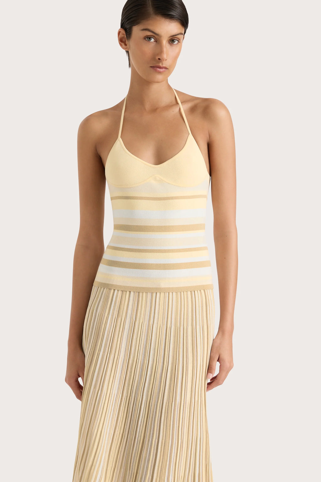 Citara Drawstring Skirt Butter Stripe - Final Sale