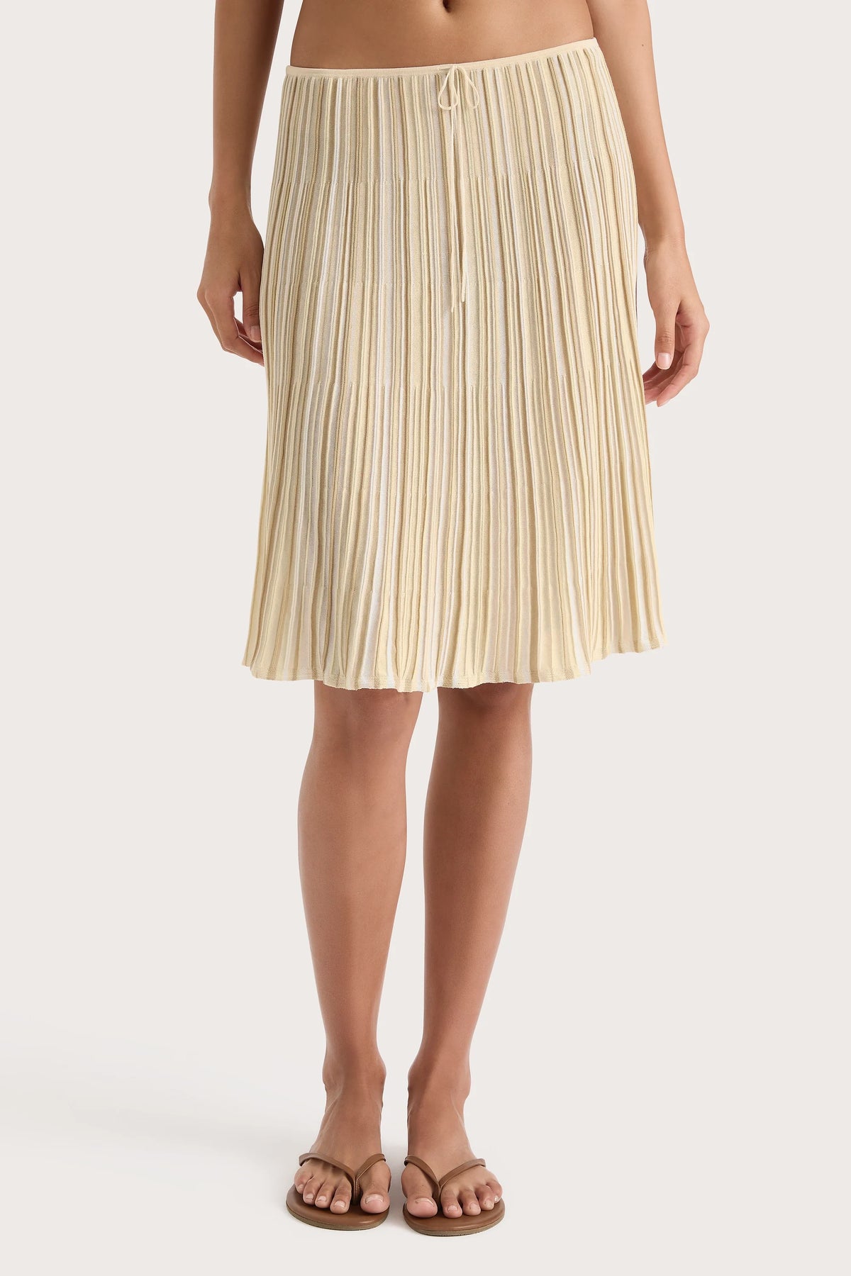 Citara Drawstring Skirt Butter Stripe - Final Sale