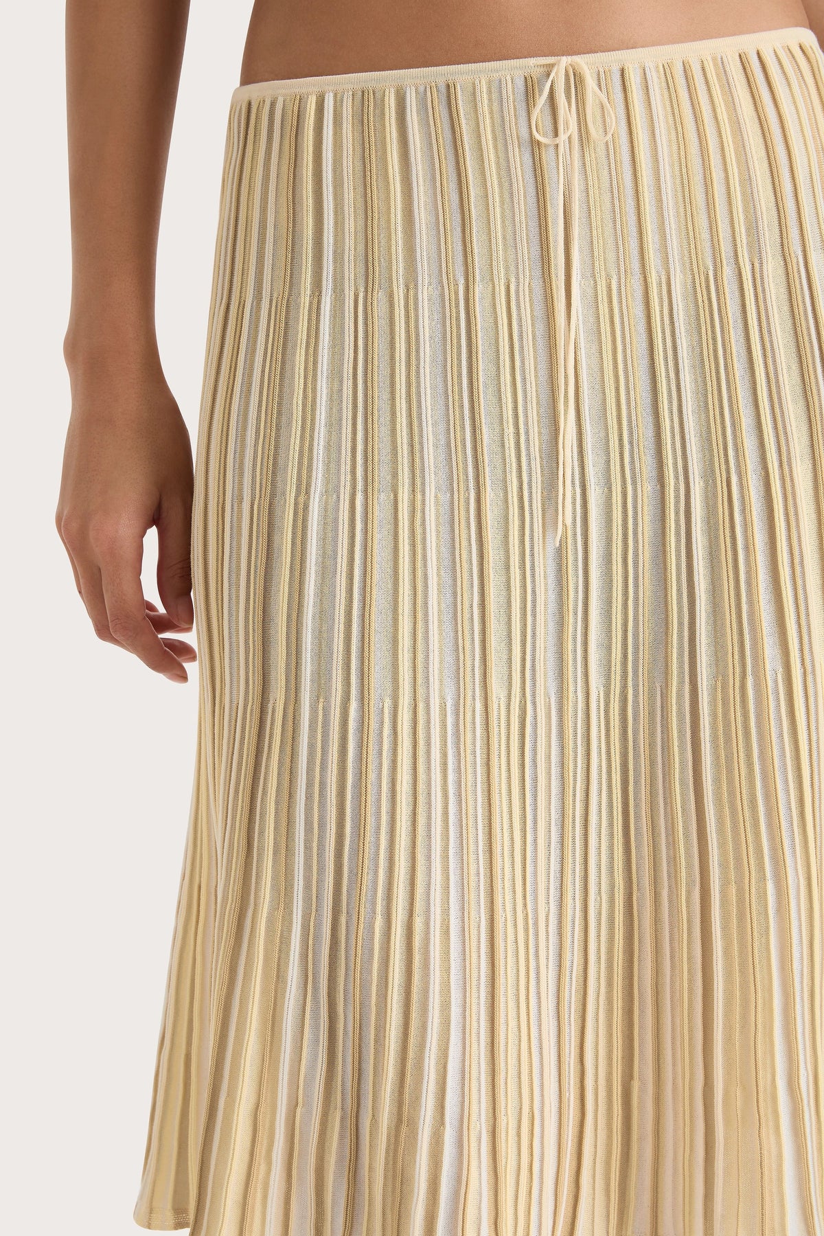 Citara Drawstring Skirt Butter Stripe - Final Sale