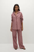 En Vau Oversized Shirt Burgundy Stripe - Final Sale