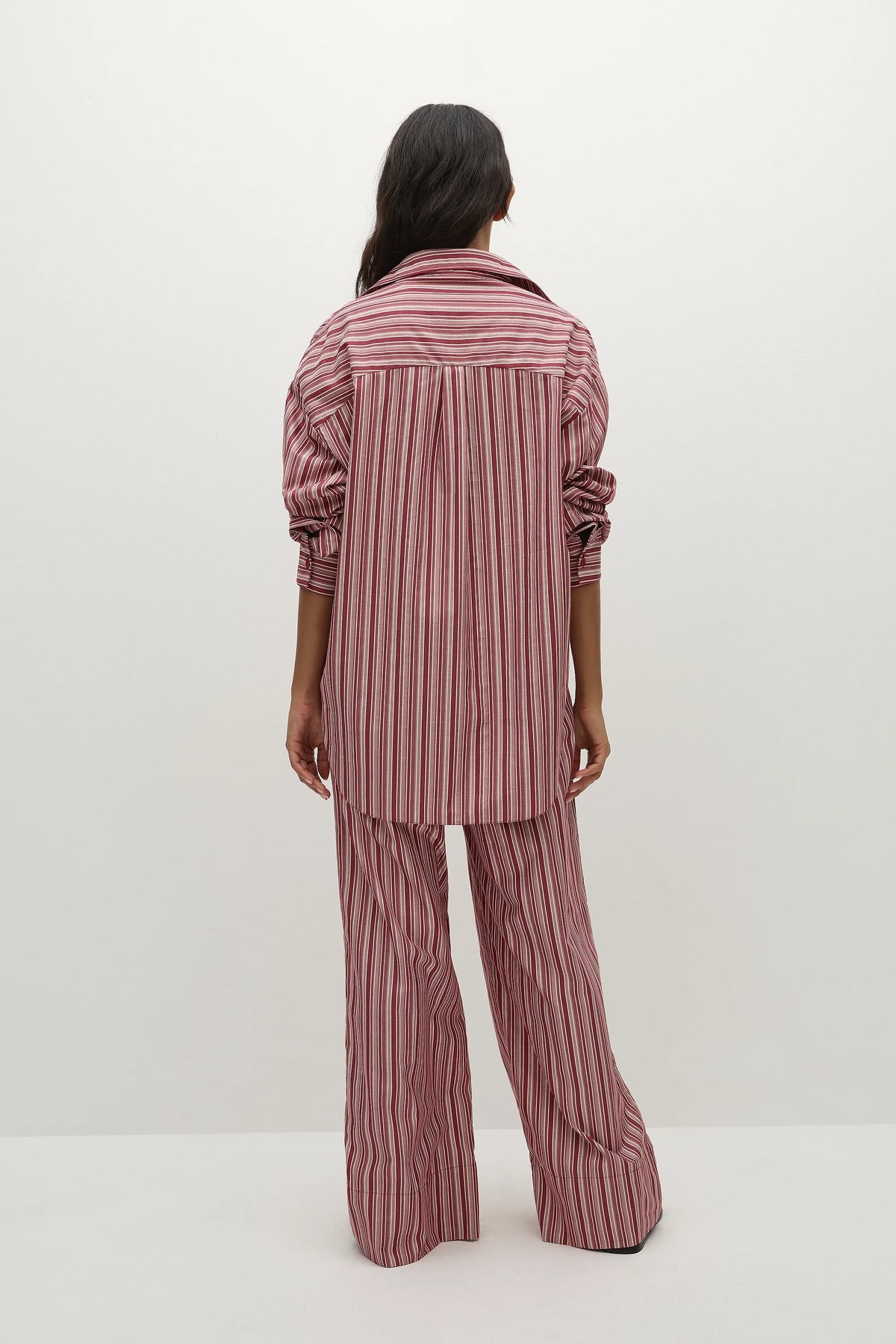En Vau Oversized Shirt Burgundy Stripe - Final Sale