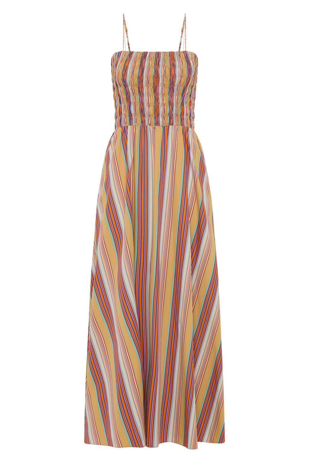 Anniken Maxi Dress Agua Stripe Mustard - Final Sale