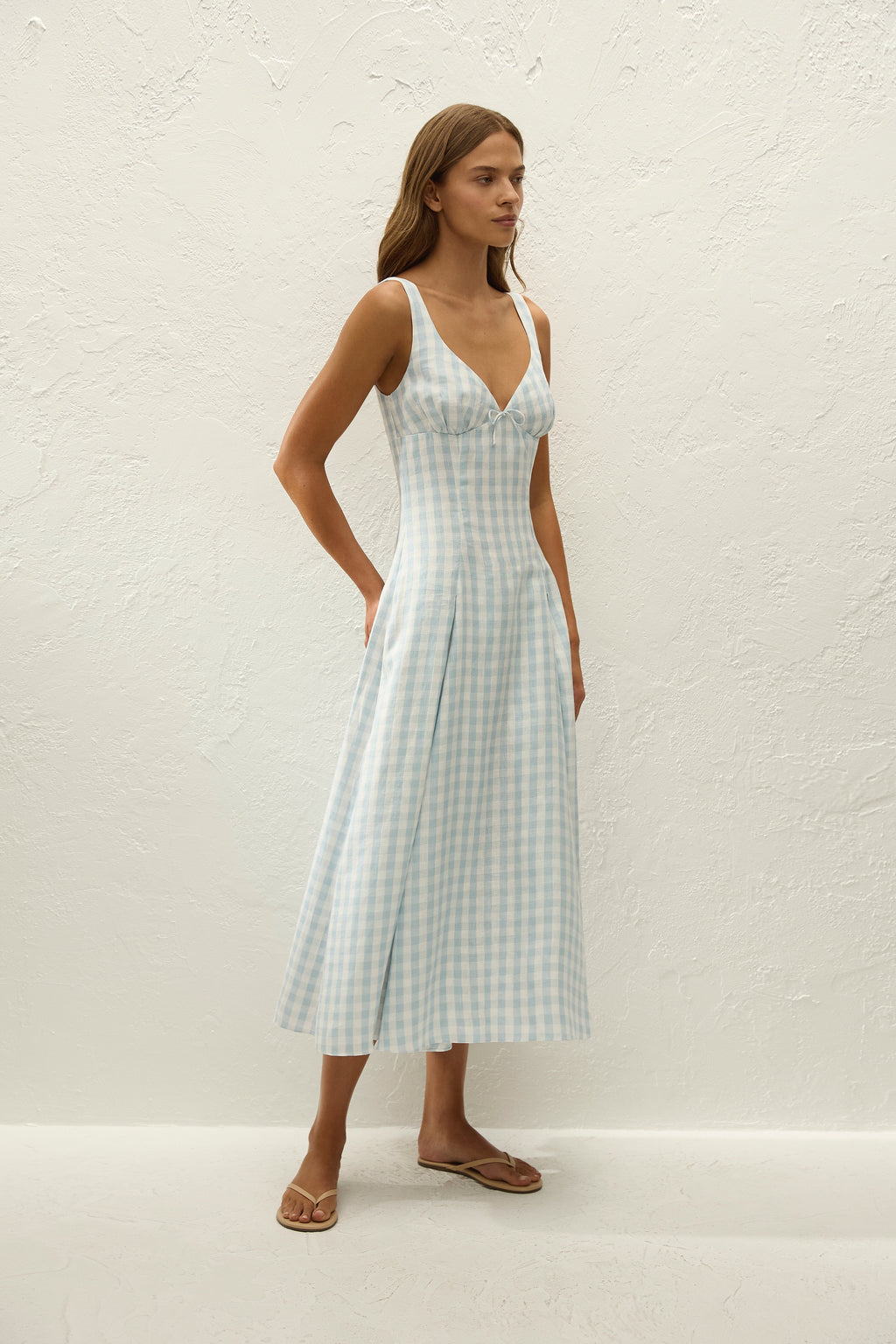 Adalee Midi Dress Gingham Sky Blue
