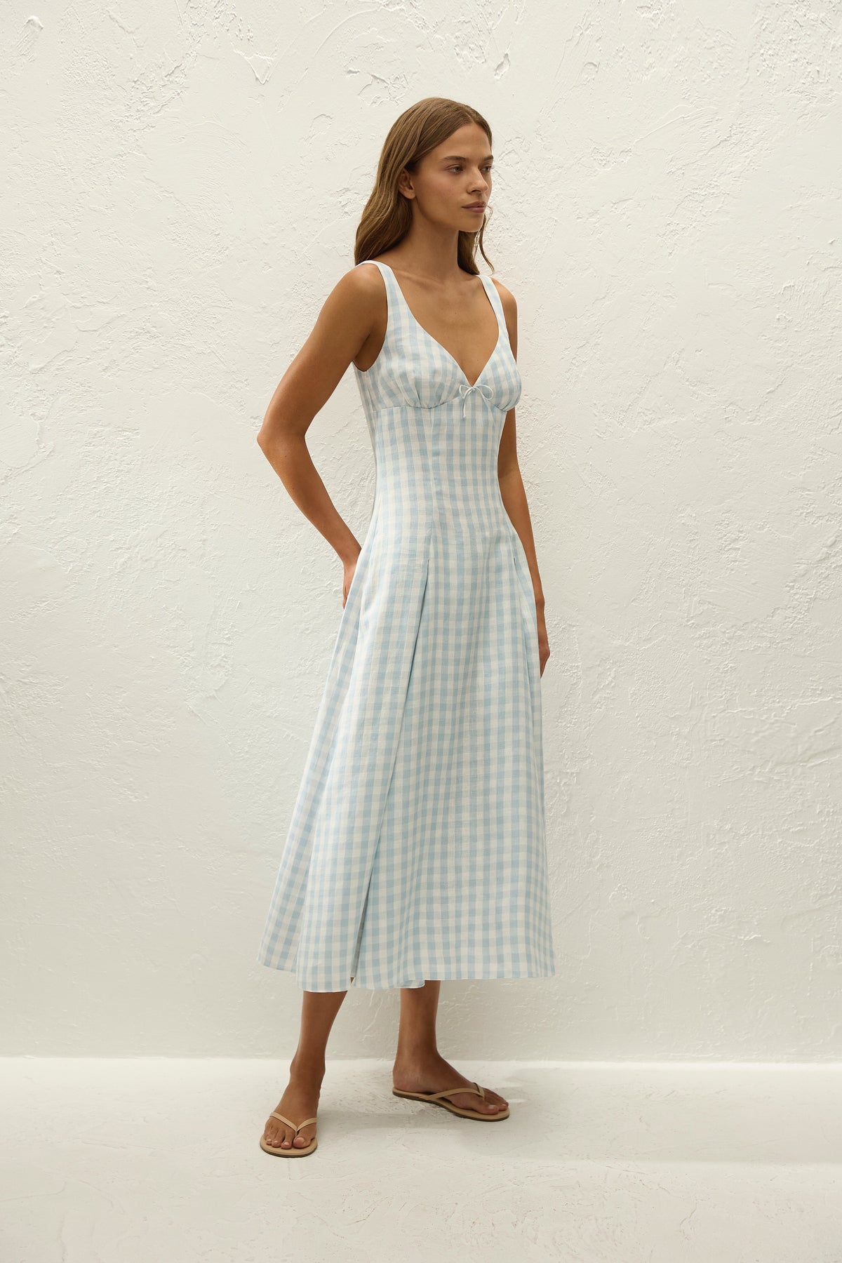 Adalee Midi Dress Gingham Sky Blue