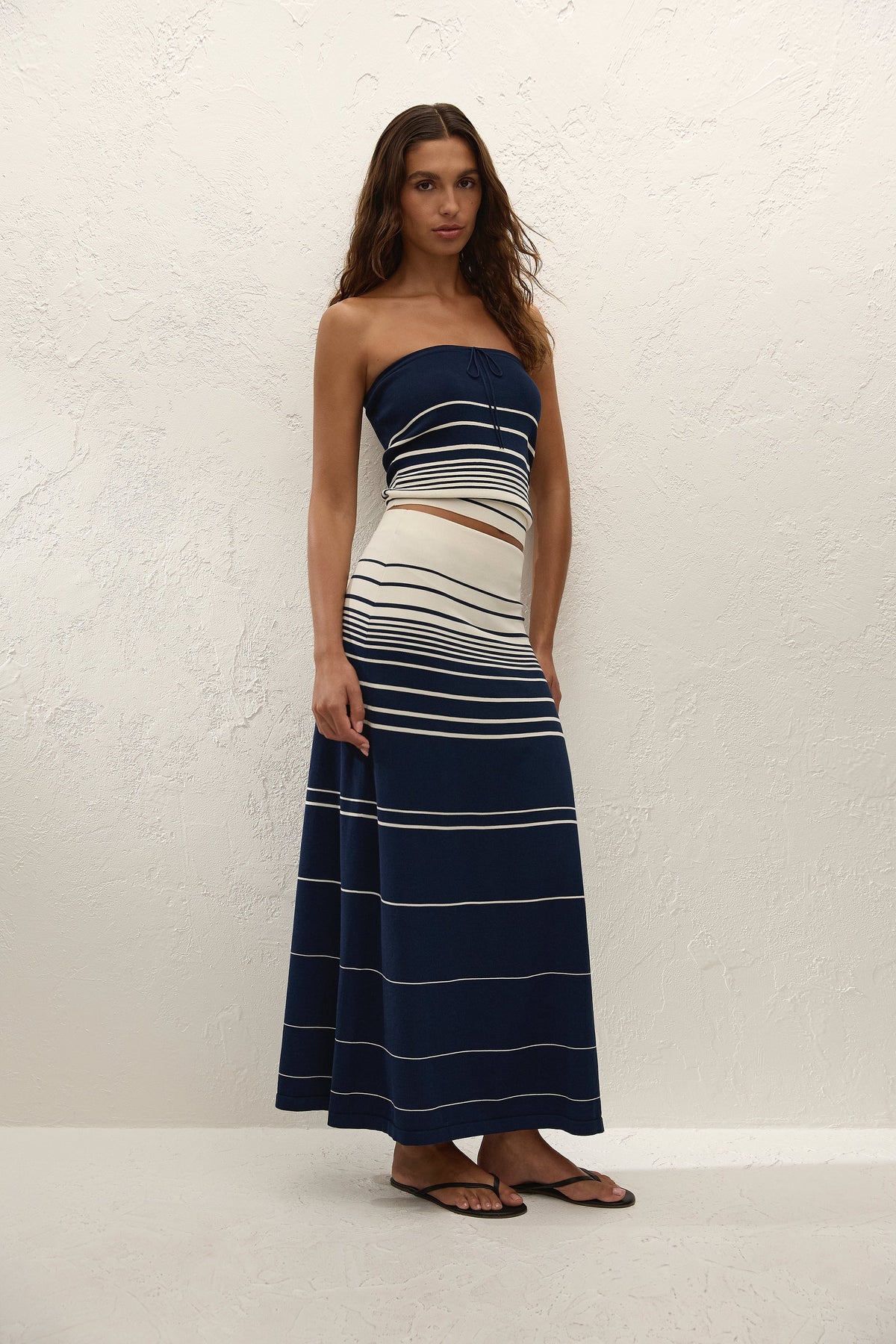 Casia Maxi Skirt Navy Cream Stripe - Final Sale