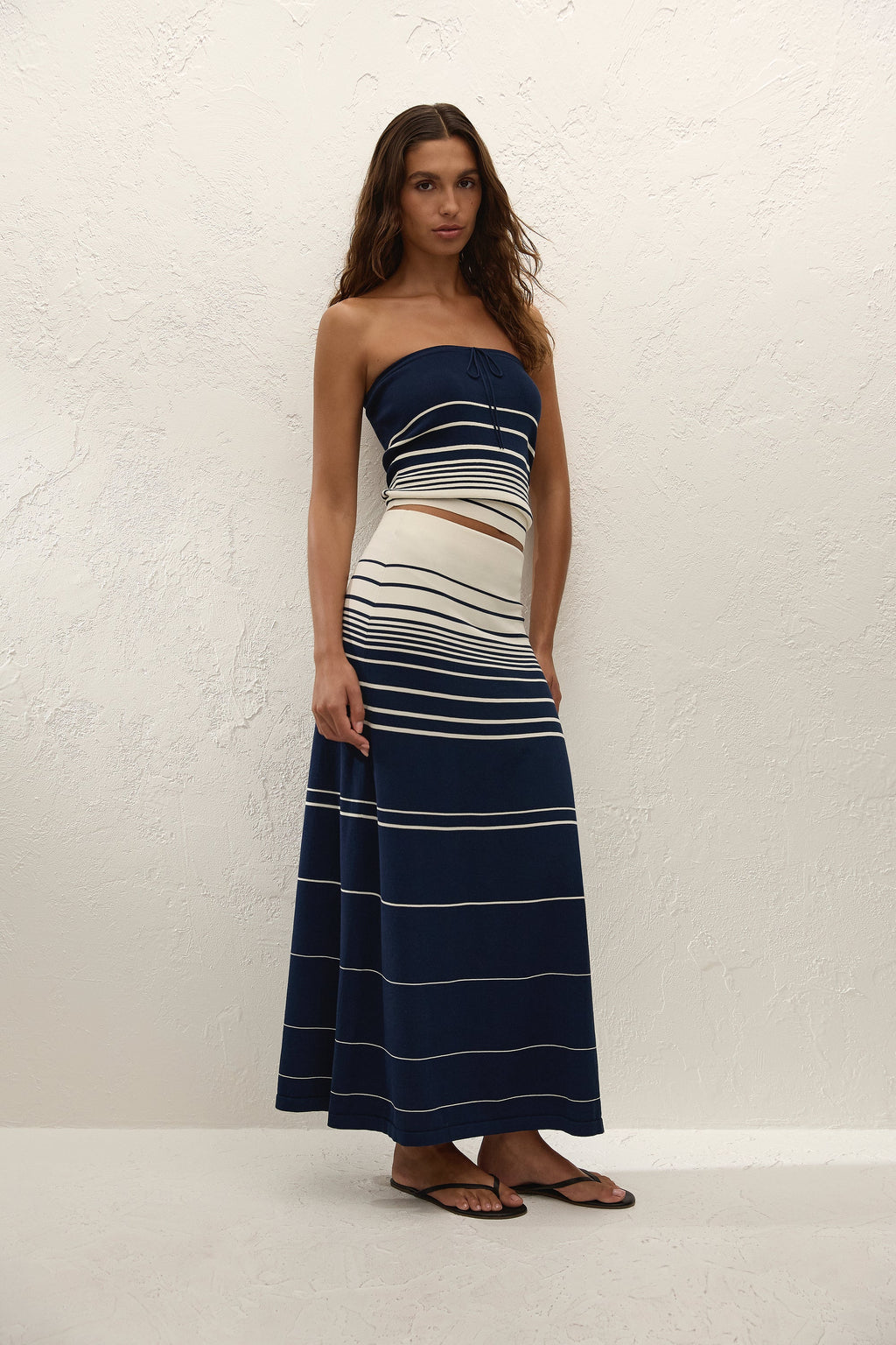 Arlette Strapless Top Navy Cream Stripe - Final Sale