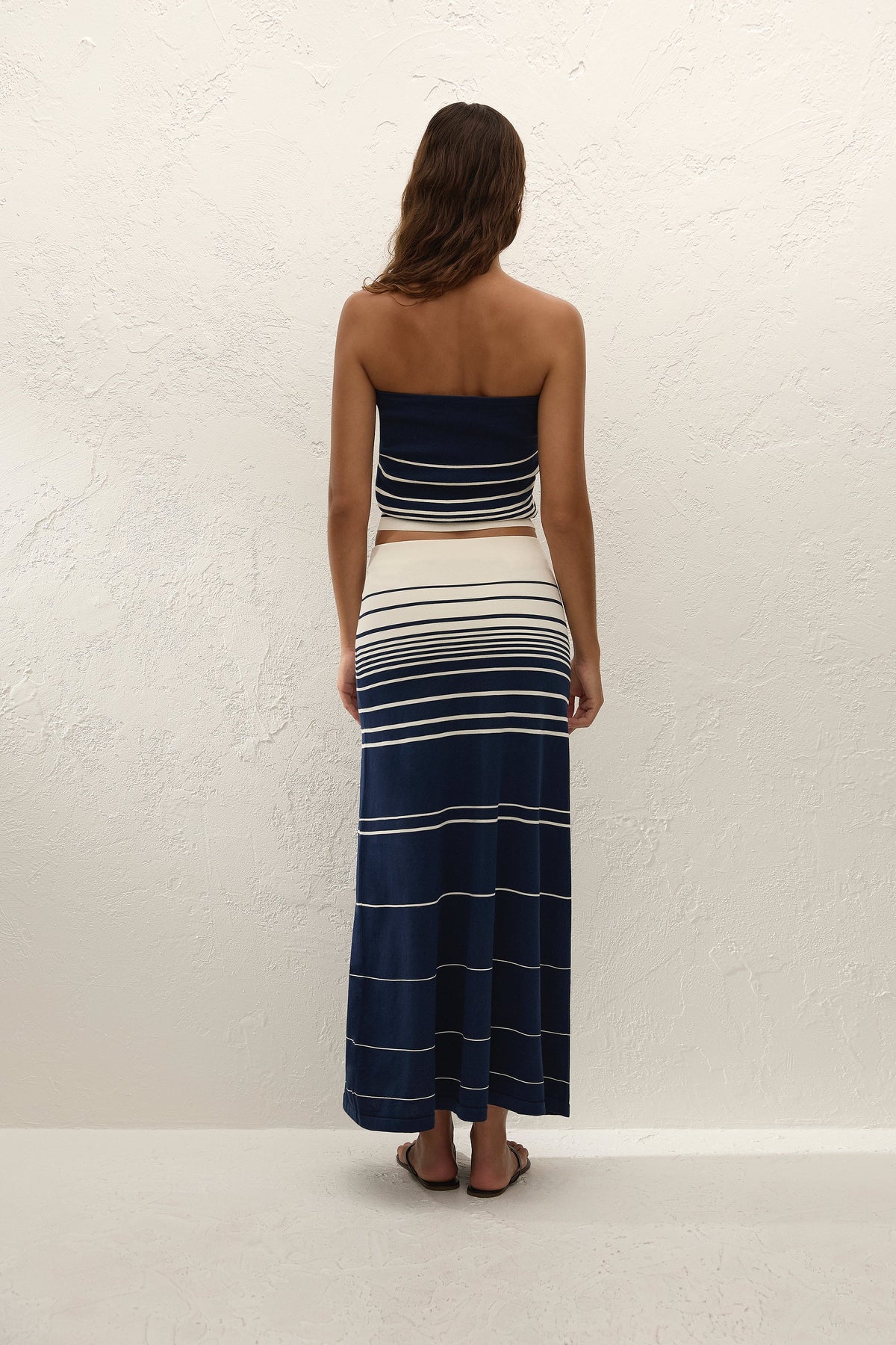 Arlette Strapless Top Navy Cream Stripe - Final Sale