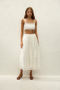 Lyon Midi Skirt Ixora Lace White