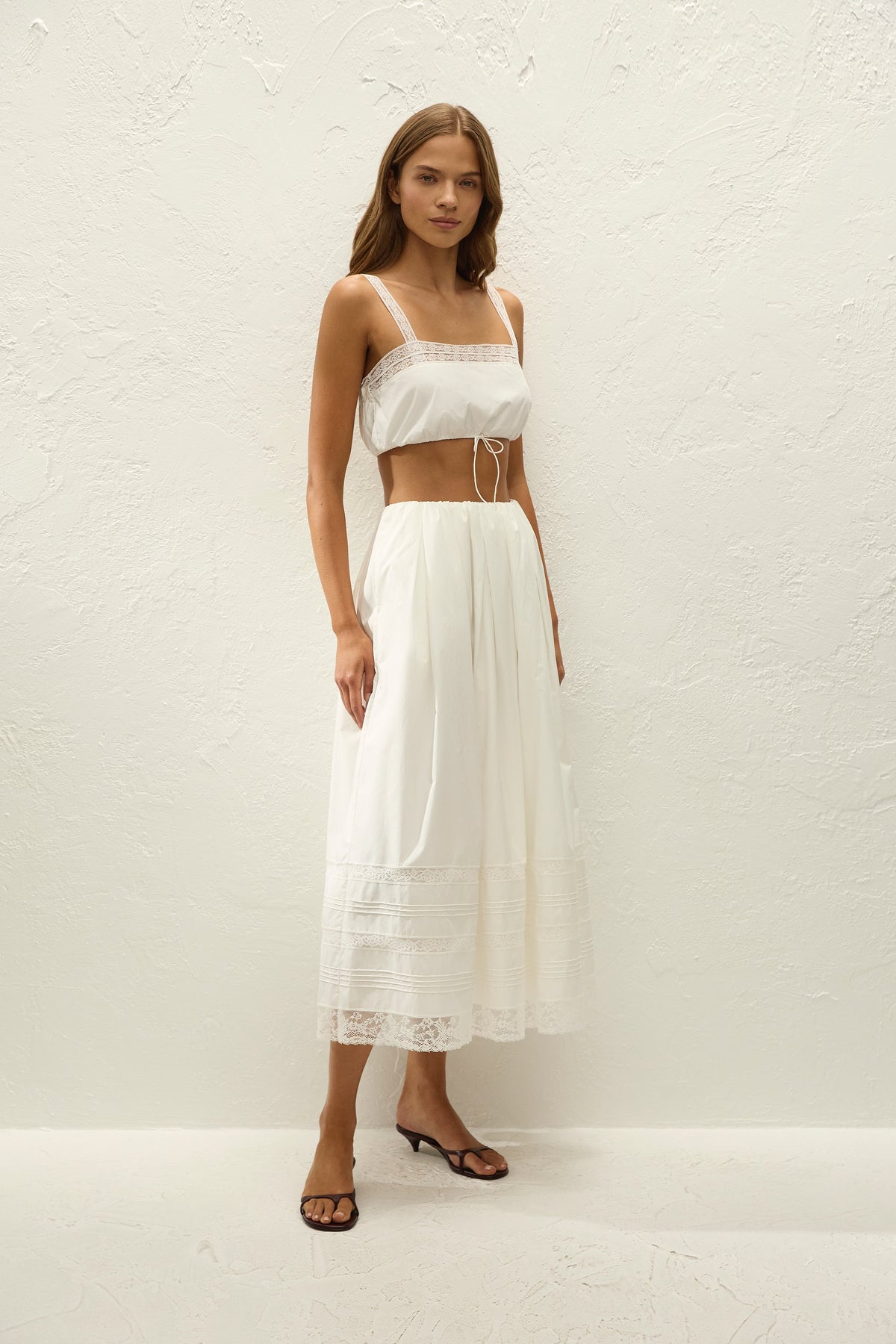 Lyon Midi Skirt Ixora Lace White
