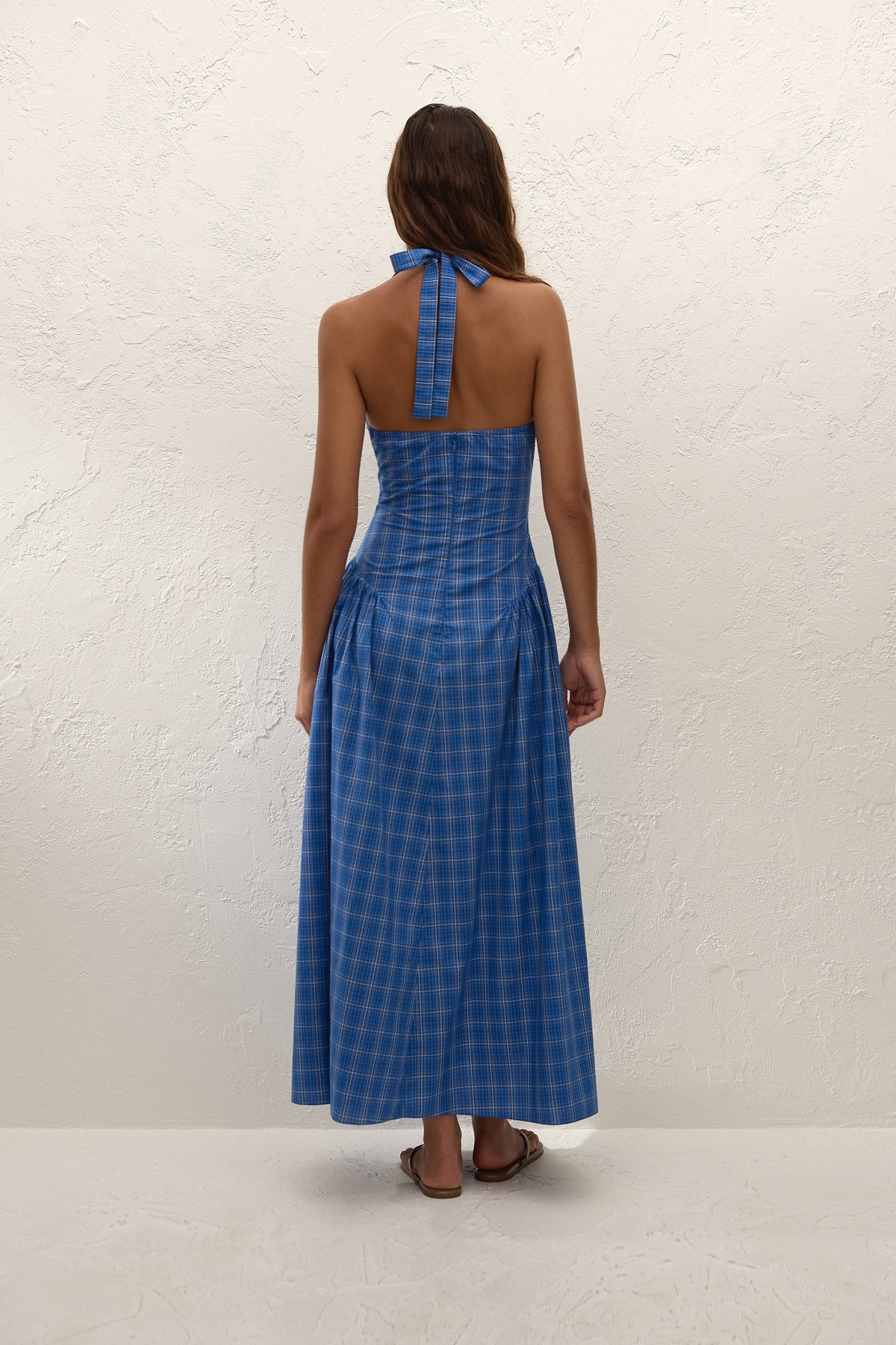 Del Ros Midi Dress Flor Check Cobalt