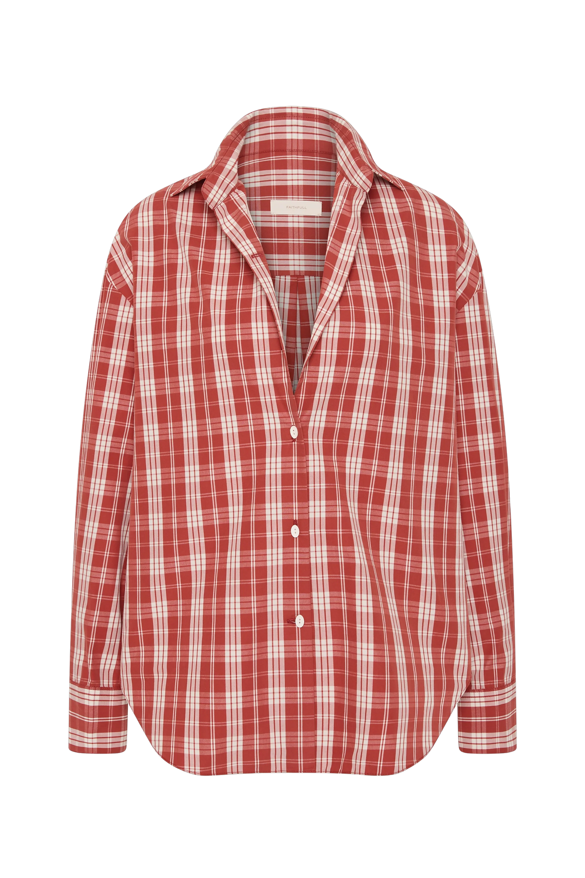 En Vau Oversized Shirt Ines Check Terra Rosso