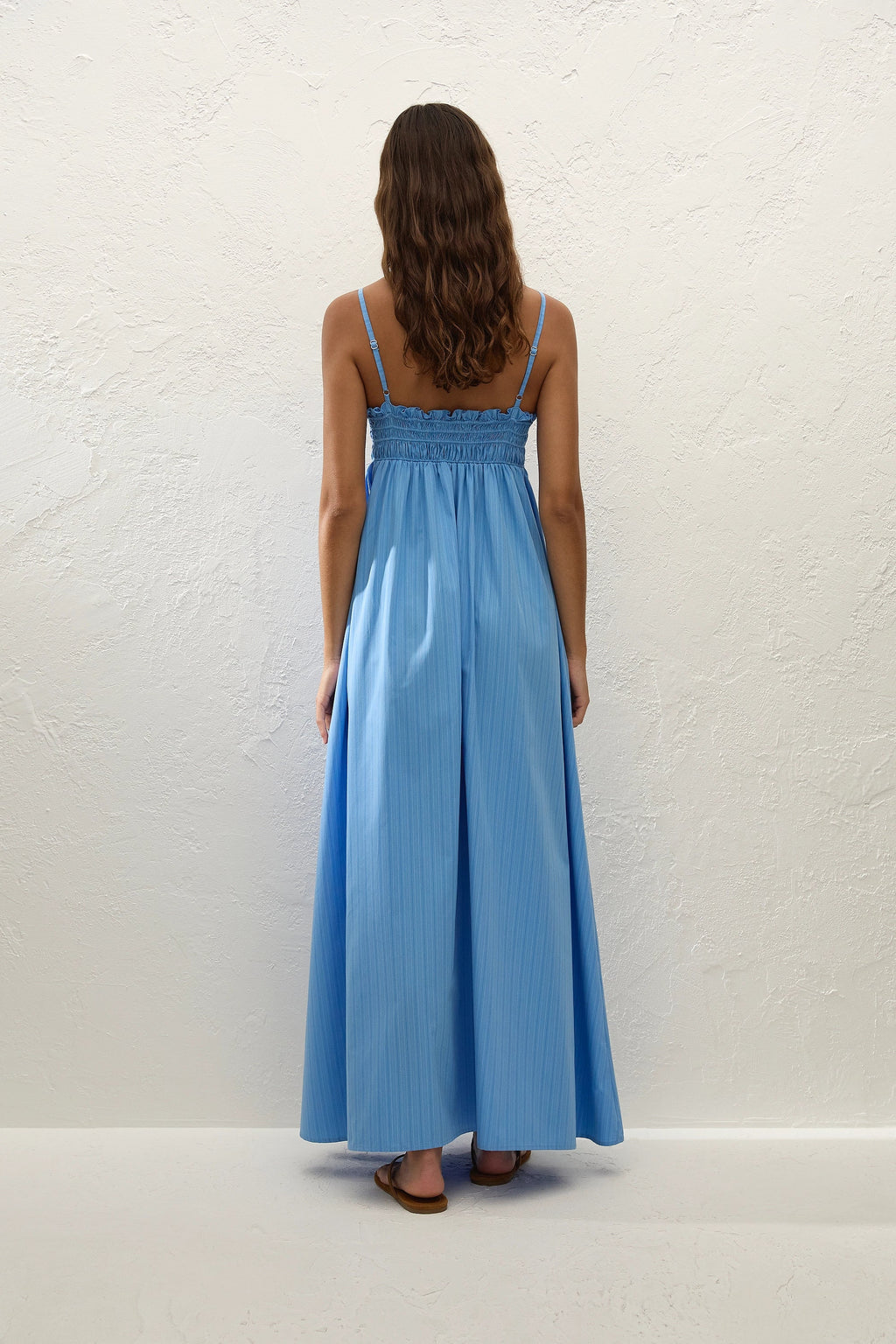 Presa Maxi Dress Mico Pinstripe Azul - Final Sale