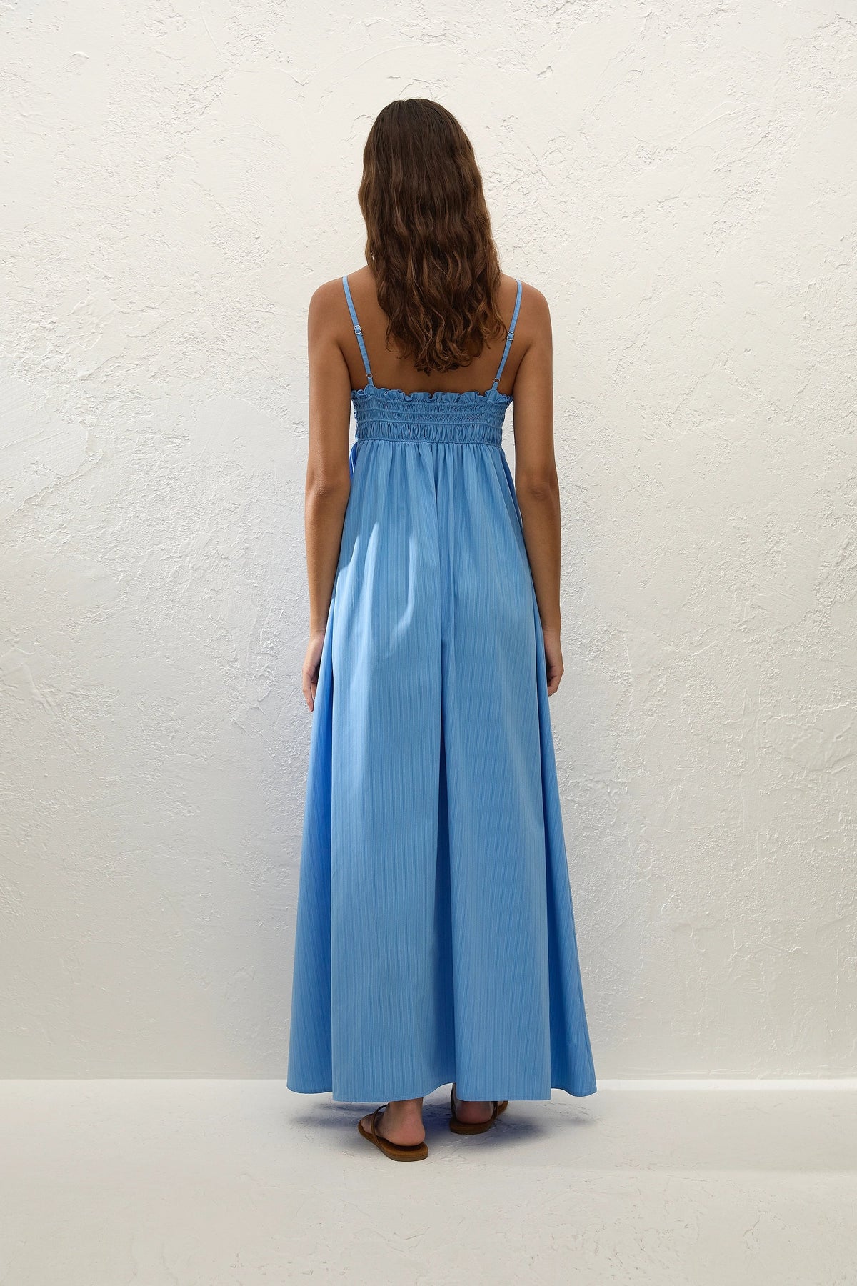 Presa Maxi Dress Mico Pinstripe Azul - Final Sale