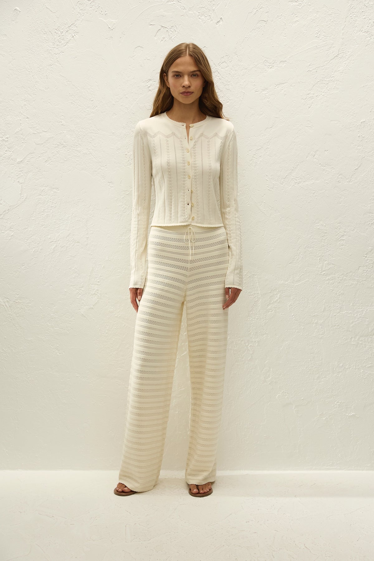 Tanya Pant Ida Pointelle Vintage White