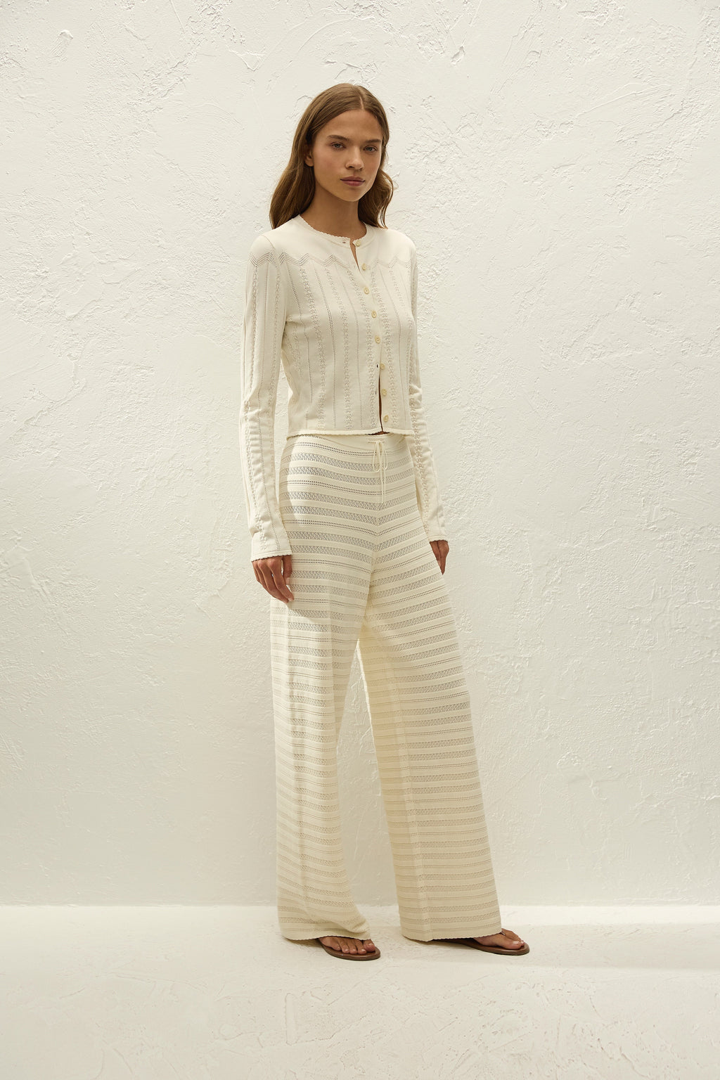 Selly Cardigan Maja Pointelle Vintage White