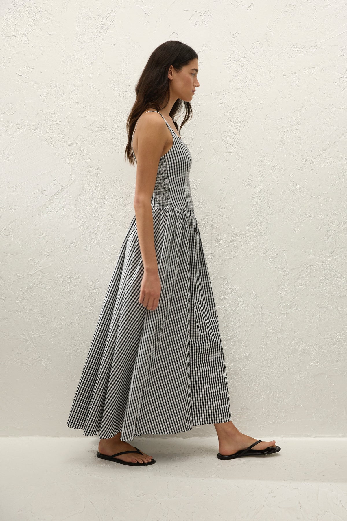 Chiara Midi Dress Black Textured Gingham - Final Sale
