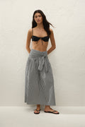 Lucia Midi Skirt Black Textured Gingham - Final Sale
